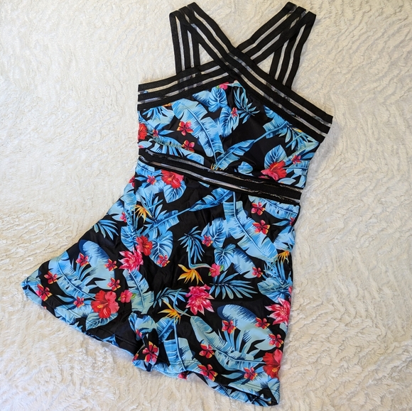 ❤ Swimsuit Large Swim Floral One Piece Shein Blue Pink - Picture 2 of 9